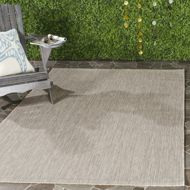 SAFAVIEH Courtyard Mitre Geometric Indoor/Outdoor Area Rug, Beige/Beige, 6'7" x 6'7" Square