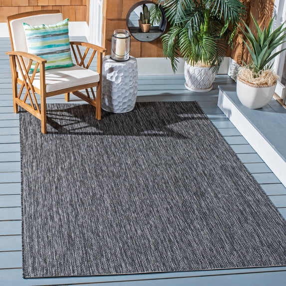 Safavieh Courtyard Mitre Geometric Indoor/Outdoor Area Rug, Black/Gray, 4' x 5'7"