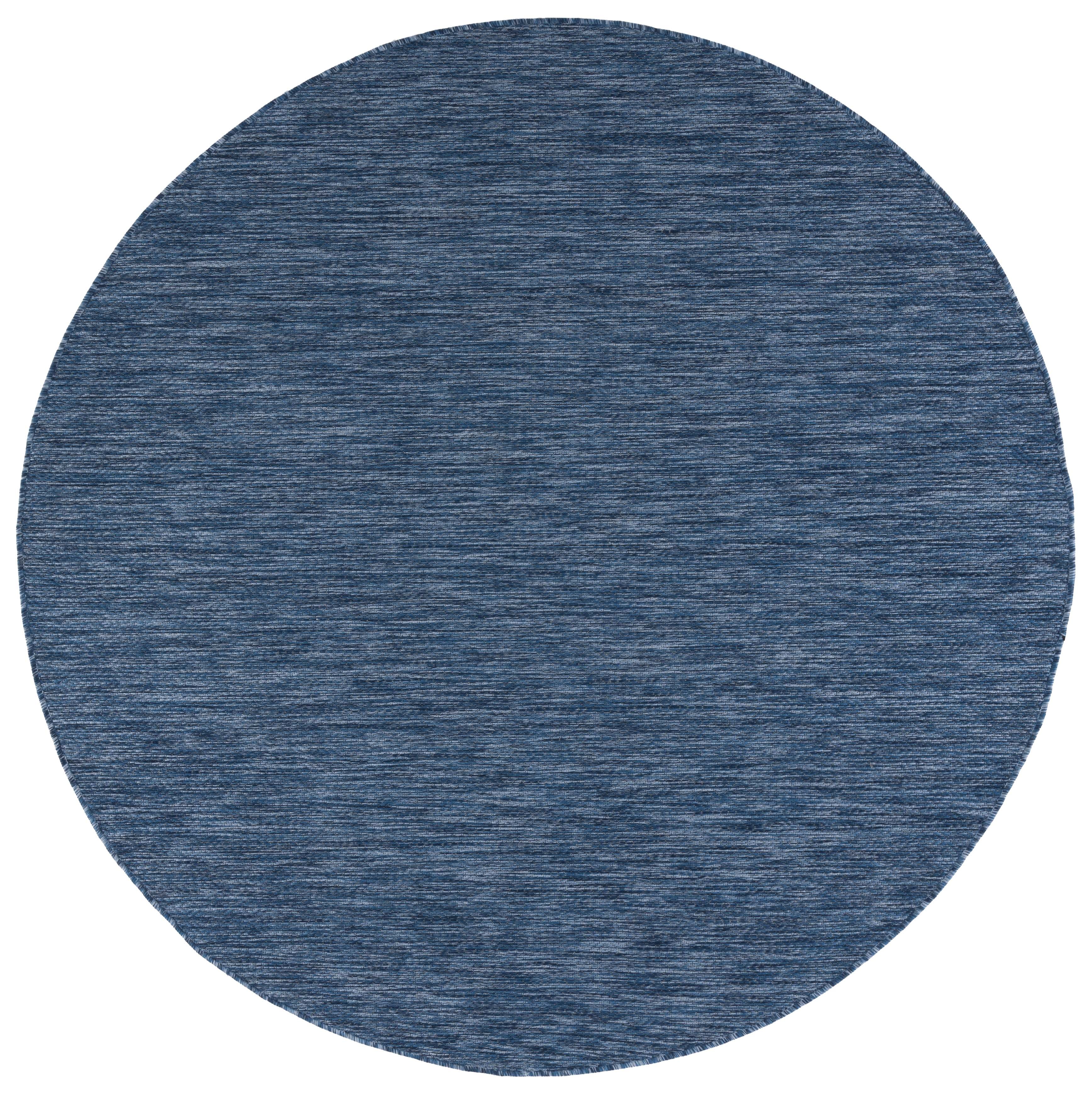 Courtyard Navy 47" Round Synthetic Indoor/Outdoor Area Rug