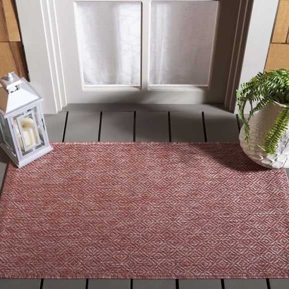 Safavieh Courtyard Mitre Geometric Indoor/Outdoor Area Rug, Red/Red, 2' x 3'7"