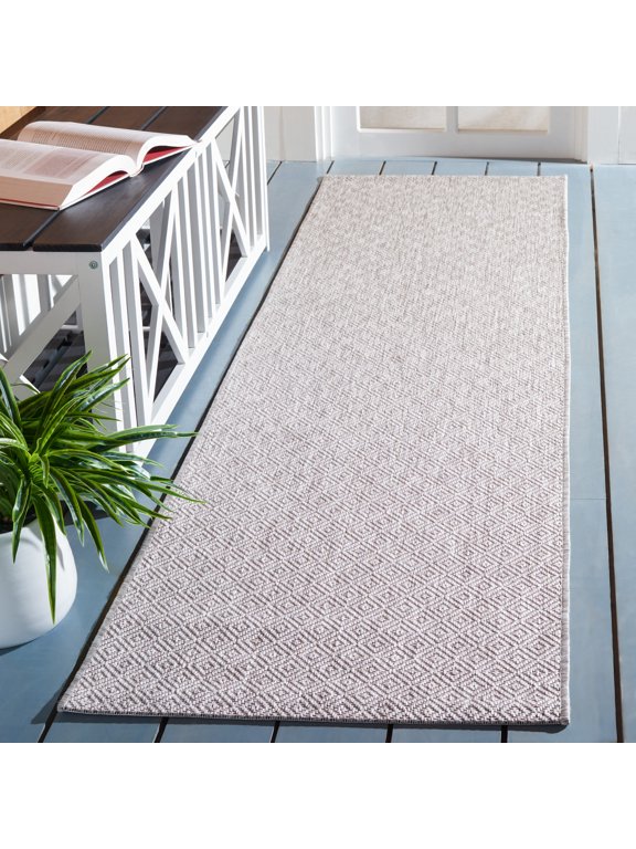 Courtyard Mitre Geometric Indoor/Outdoor Runner Rug, Beige, 2'3" x 10'