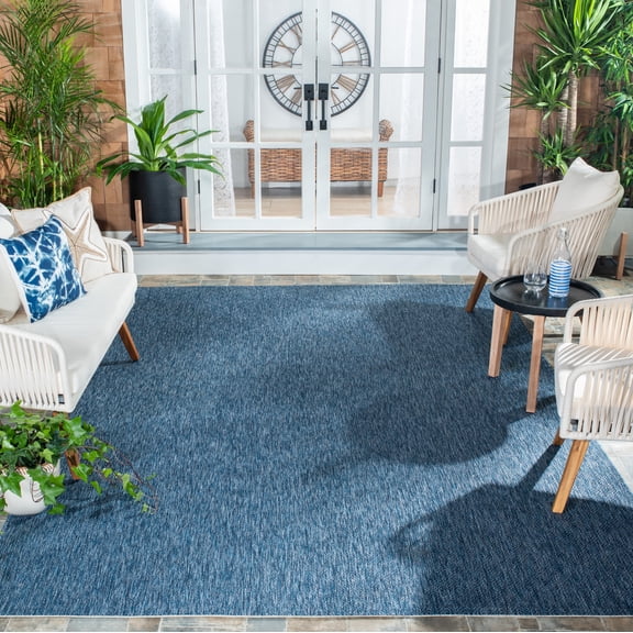 Safavieh Courtyard Mitre Geometric Indoor/Outdoor Area Rug, Navy, 8' x 11'