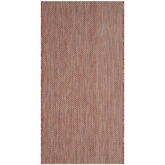 SAFAVIEH Courtyard Morven Chevron Stripes Indoor/Outdoor Area Rug, 2'7" x 5', Red/Beige