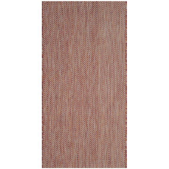 SAFAVIEH Courtyard Morven Chevron Stripes Indoor/Outdoor Area Rug, 2'7" x 5', Red/Beige