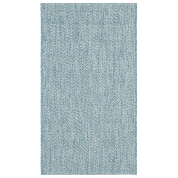 SAFAVIEH Courtyard Morven Chevron Stripes Indoor/Outdoor Area Rug, 2' x 3'7", Aqua/Grey