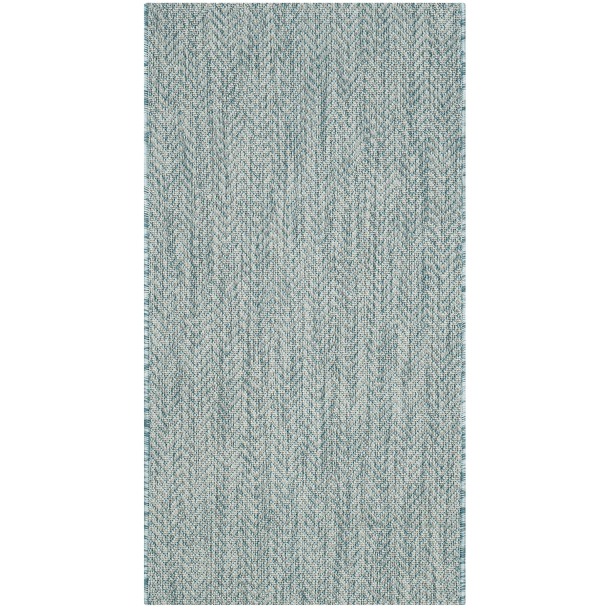 Aqua and Grey Round Synthetic Easy-Care Outdoor Rug 24"