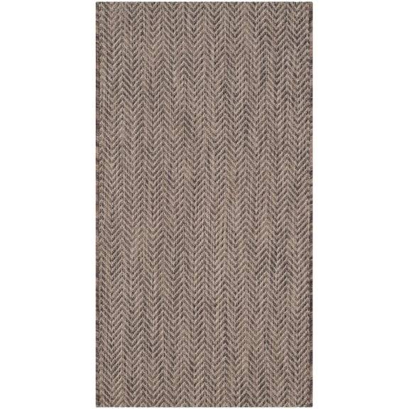 SAFAVIEH Courtyard Morven Chevron Stripes Indoor/Outdoor Area Rug, 2' x 3'7", Brown/Beige