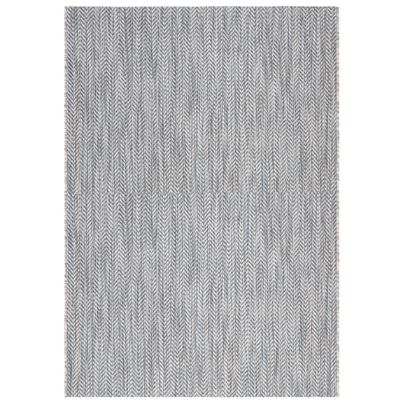 SAFAVIEH Courtyard Morven Chevron Stripes Indoor/Outdoor Area Rug, 4' x 5'7", Grey/Navy