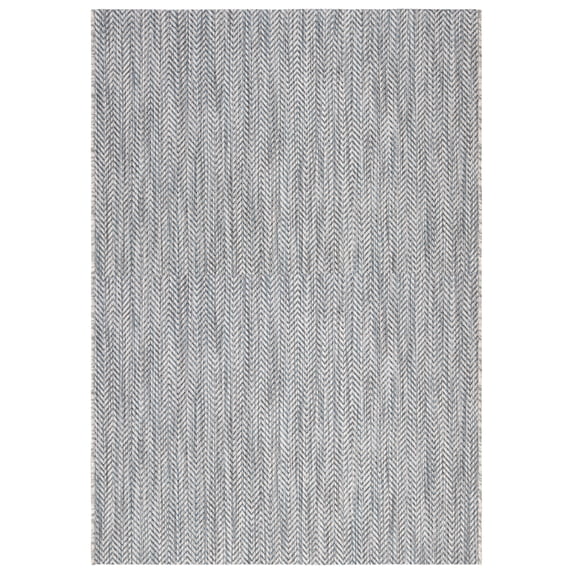 SAFAVIEH Courtyard Morven Chevron Stripes Indoor/Outdoor Area Rug, 4' x 5'7", Grey/Navy