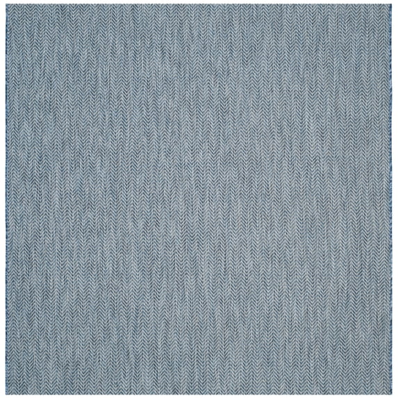 SAFAVIEH Courtyard Morven Chevron Stripes Indoor/Outdoor Area Rug, 5'3" x 5'3" Square, Navy/Grey