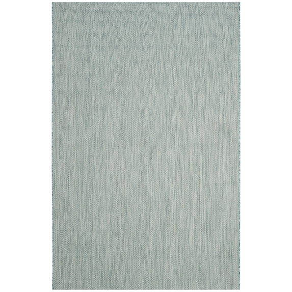 SAFAVIEH Courtyard Morven Chevron Stripes Indoor/Outdoor Area Rug, 5'3" x 7'7", Aqua/Grey