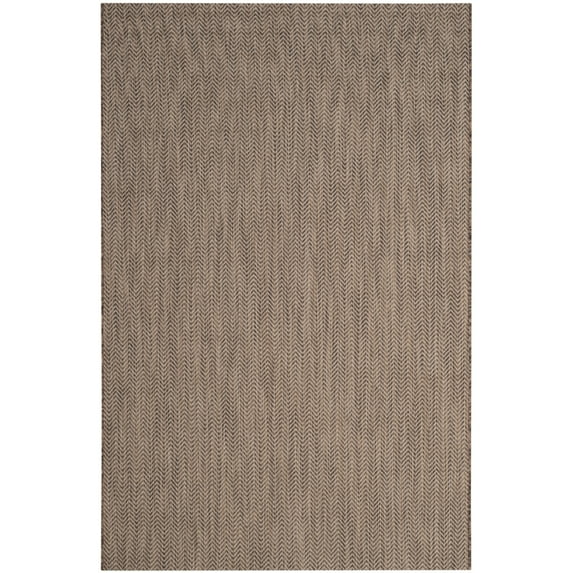 SAFAVIEH Courtyard Morven Chevron Stripes Indoor/Outdoor Area Rug, 5'3" x 7'7", Brown/Beige