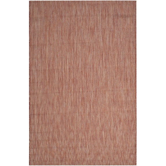 SAFAVIEH Courtyard Morven Chevron Stripes Indoor/Outdoor Area Rug, 5'3" x 7'7", Red/Beige