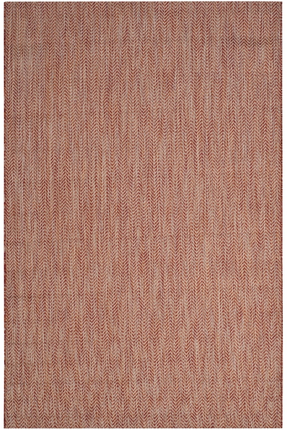 Courtyard Morven Chevron Stripes Indoor/Outdoor Area Rug, 5'3" x 7'7", Red/Beige