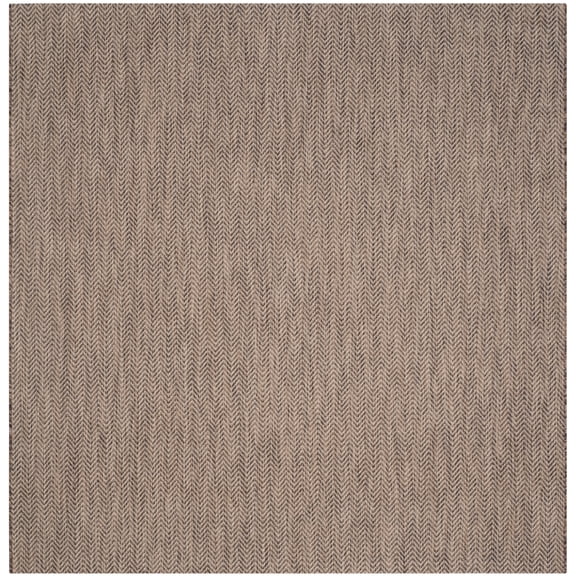 SAFAVIEH Courtyard Morven Chevron Stripes Indoor/Outdoor Area Rug, 6'7" x 6'7" Square, Brown/Beige