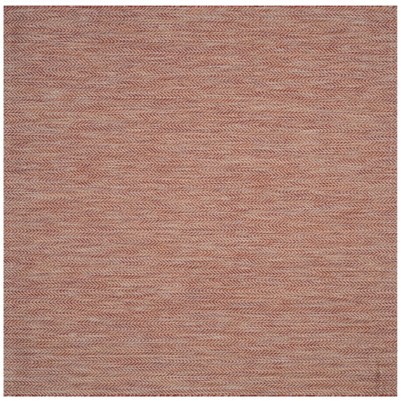 SAFAVIEH Courtyard Morven Chevron Stripes Indoor/Outdoor Area Rug, 6'7" x 6'7" Square, Red/Beige