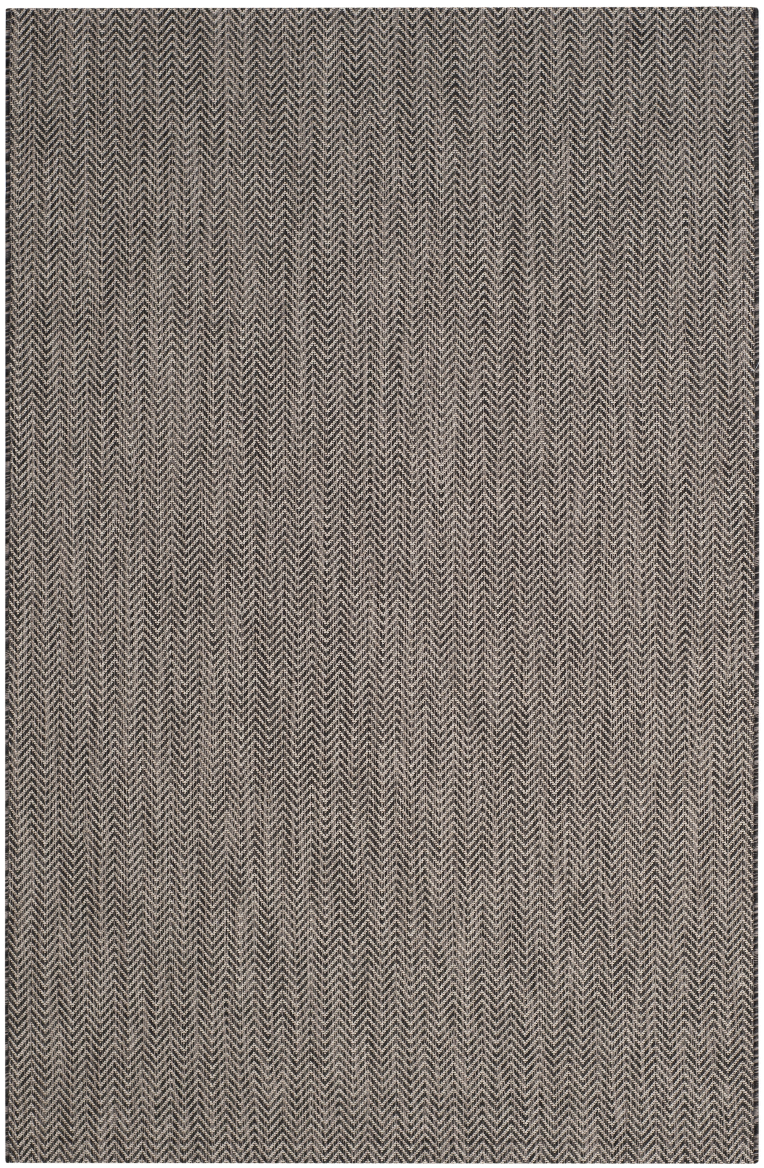 SAFAVIEH Courtyard Morven Chevron Stripes Indoor/Outdoor Area Rug, 6'7" x 9'6", Black/Beige