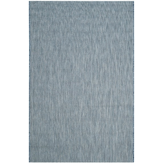 SAFAVIEH Courtyard Morven Chevron Stripes Indoor/Outdoor Area Rug, 6'7" x 9'6", Navy/Grey