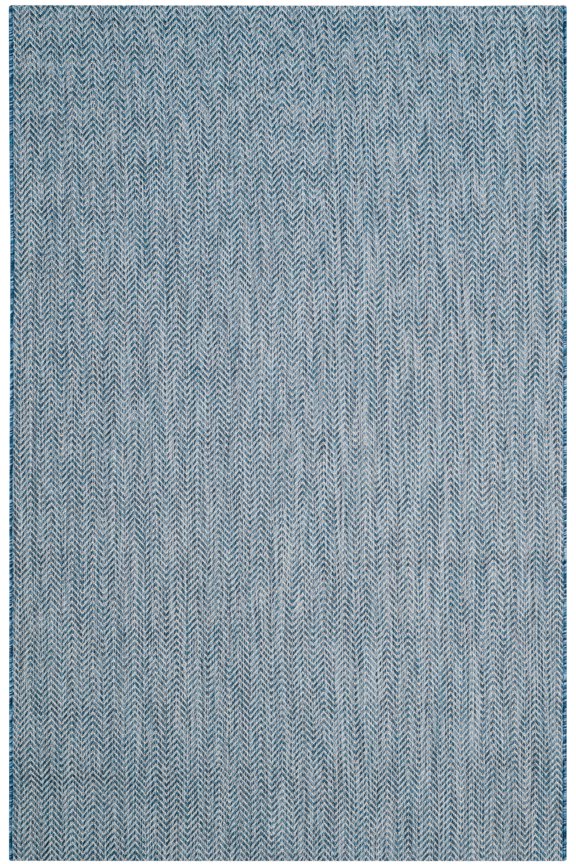 Courtyard Morven Chevron Stripes Indoor/Outdoor Area Rug, 6'7" x 9'6", Navy/Grey
