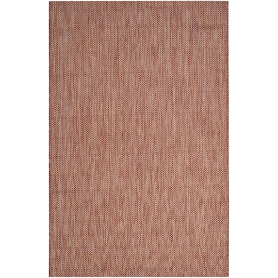 SAFAVIEH Courtyard Morven Chevron Stripes Indoor/Outdoor Area Rug, 6'7" x 9'6", Red/Beige