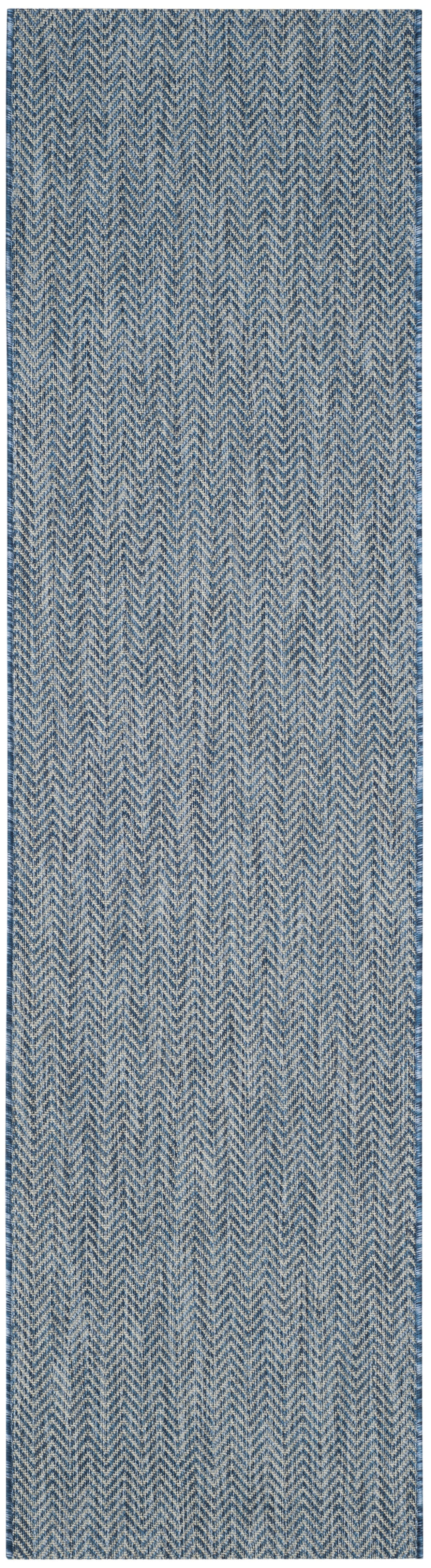 SAFAVIEH Courtyard Morven Chevron Stripes Indoor/Outdoor Runner, 2'3" x 12', Navy/Grey