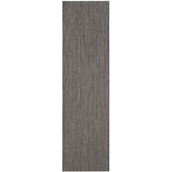 SAFAVIEH Courtyard Morven Chevron Stripes Indoor/Outdoor Runner, 2'3" x 6'7", Black/Beige