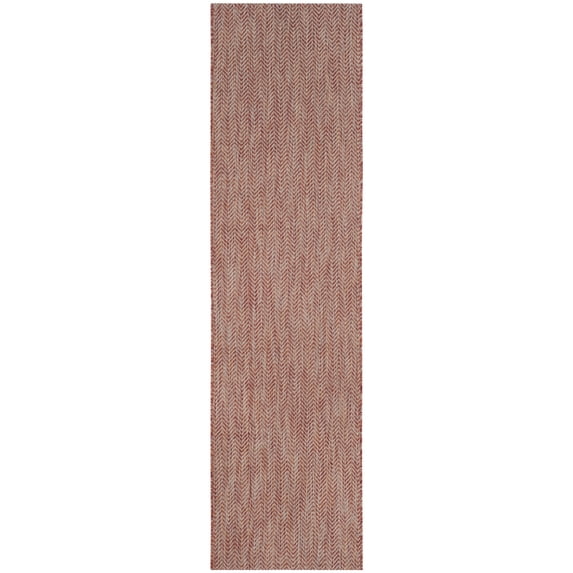 SAFAVIEH Courtyard Morven Chevron Stripes Indoor/Outdoor Runner, 2'3" x 6'7", Red/Beige