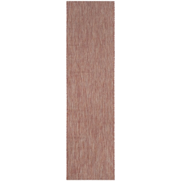 SAFAVIEH Courtyard Morven Chevron Stripes Indoor/Outdoor Runner, 2'3" x 6'7", Red/Beige