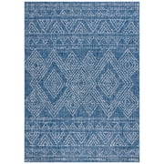 SAFAVIEH Courtyard Morven Geometric Indoor/Outdoor Area Rug, Navy/Grey, 8' x 11'
