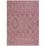 SAFAVIEH Courtyard Morven Geometric Indoor/Outdoor Area Rug, Red/Beige, 8' x 11'