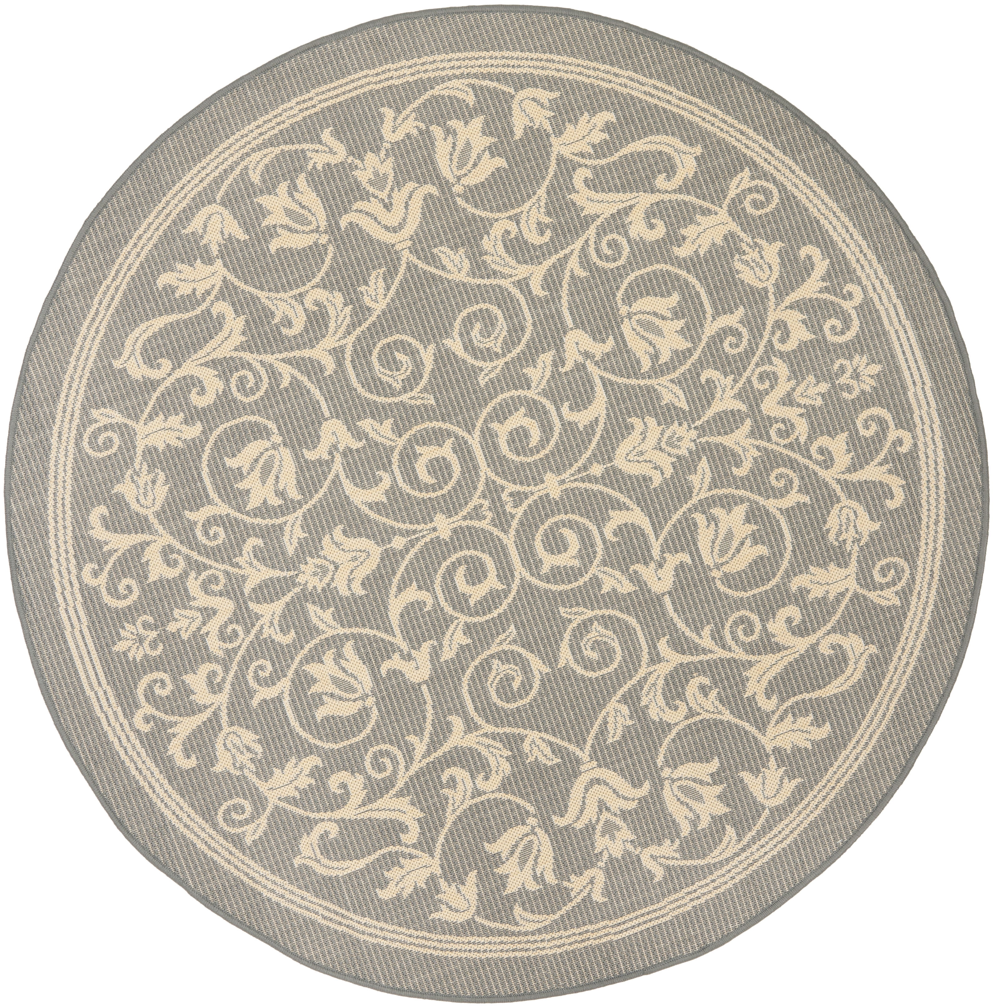 Safavieh Courtyard Nanda Botanical Indoor/Outdoor Area Rug, Gray/Natural, 5'3" x 5'3" Round