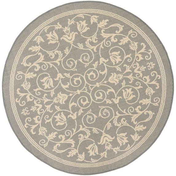 Safavieh Courtyard Nanda Botanical Indoor/Outdoor Area Rug, Gray/Natural, 5'3" x 5'3" Round