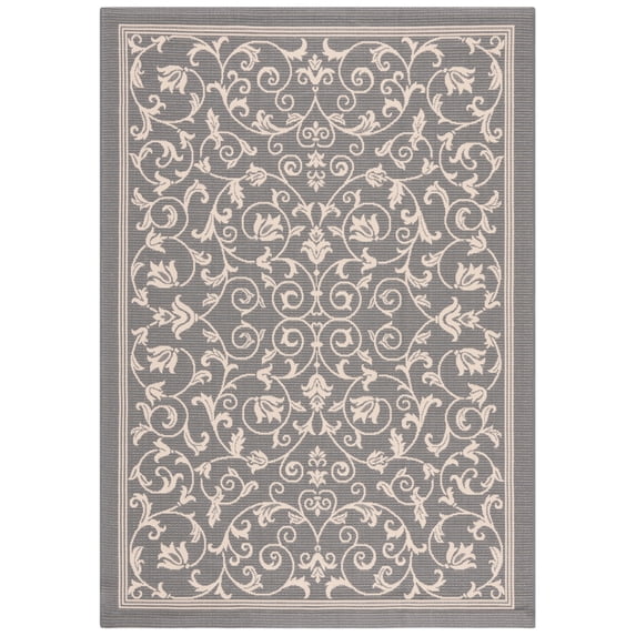 Safavieh Courtyard Nanda Botanical Indoor/Outdoor Area Rug, Gray/Natural, 6'7" x 9'6"