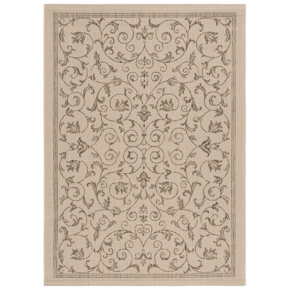 Safavieh Courtyard Nanda Botanical Indoor/Outdoor Area Rug, Natural/Brown, 4' x 5'7"