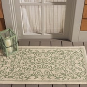 Safavieh Courtyard Nanda Botanical Indoor/Outdoor Area Rug, Natural/Olive, 2' x 3'7"