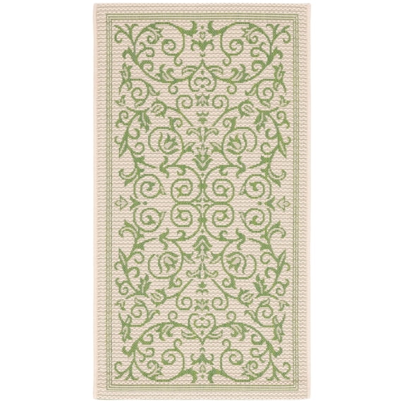Safavieh Courtyard Nanda Botanical Indoor/Outdoor Area Rug, Natural/Olive, 2' x 3'7"