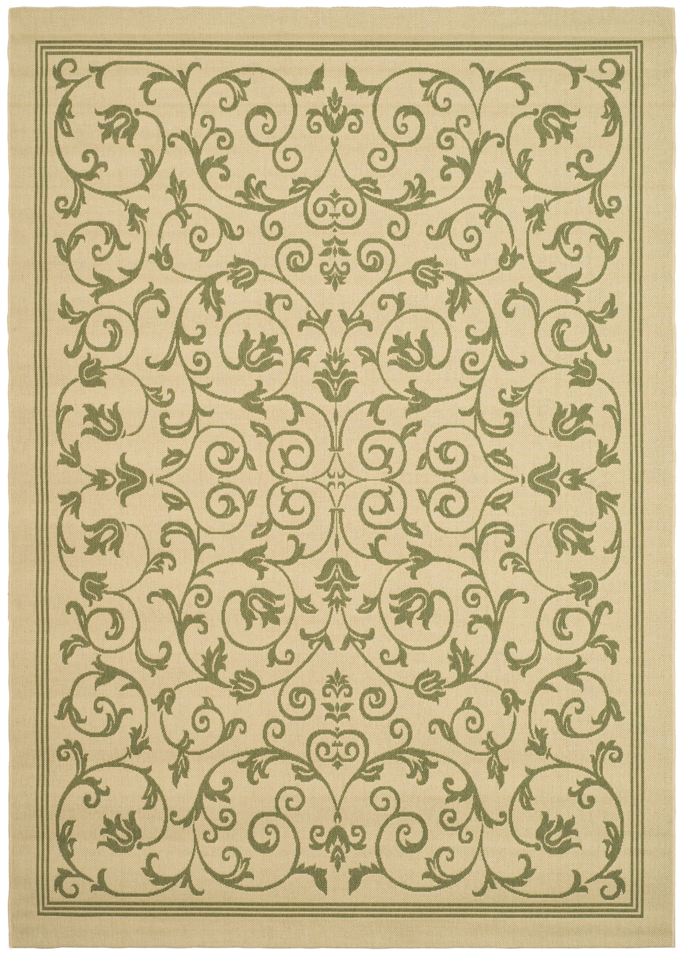 Sisal Weave Easy-Care Natural Olive 6'7" x 9'6" Indoor/Outdoor Rug