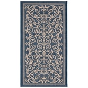 Safavieh Courtyard Nanda Botanical Indoor/Outdoor Area Rug, Navy/Beige, 2' x 3'7"