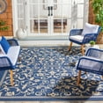 thumbnail image 1 of SAFAVIEH Courtyard Nanda Botanical Indoor/Outdoor Area Rug, Navy/Beige, 5'3" x 5'3" Square, 1 of 9