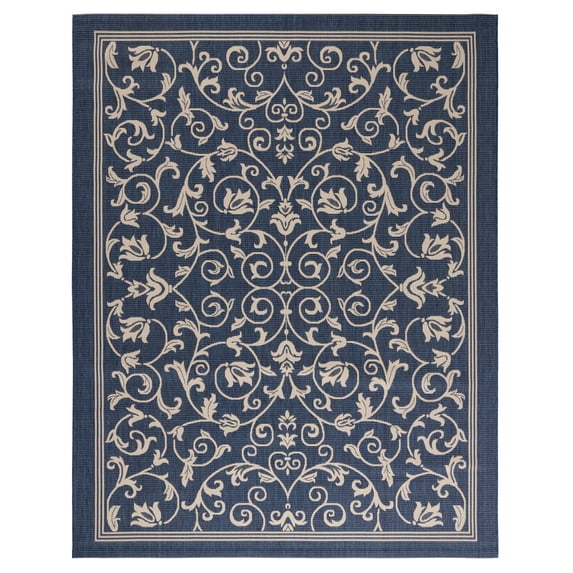 Safavieh Courtyard Nanda Botanical Indoor/Outdoor Area Rug, Navy/Beige, 8' x 10'