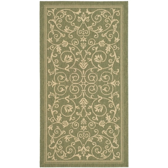 Safavieh Courtyard Nanda Botanical Indoor/Outdoor Area Rug, Olive/Natural, 2'7" x 5'