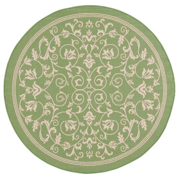 Safavieh Courtyard Nanda Botanical Indoor/Outdoor Area Rug, Olive/Natural, 4' x 4' Round