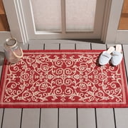 Safavieh Courtyard Nanda Botanical Indoor/Outdoor Area Rug, Red/Natural, 2'7" x 5'