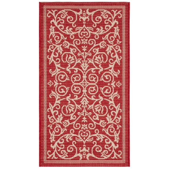 Safavieh Courtyard Nanda Botanical Indoor/Outdoor Area Rug, Red/Natural, 2' x 3'7"