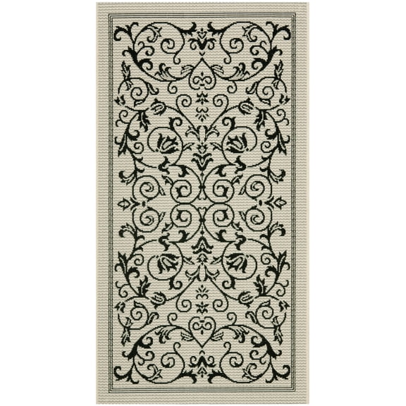 Safavieh Courtyard Nanda Botanical Indoor/Outdoor Area Rug, Sand/Black, 2'7" x 5'