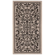 Safavieh Courtyard Nanda Botanical Indoor/Outdoor Area Rug, Sand/Black, 2' x 3'7"