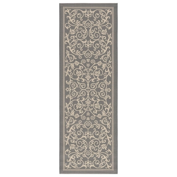 Safavieh Courtyard Nanda Botanical Indoor/Outdoor Runner Rug, Gray/Natural, 2'3" x 12'