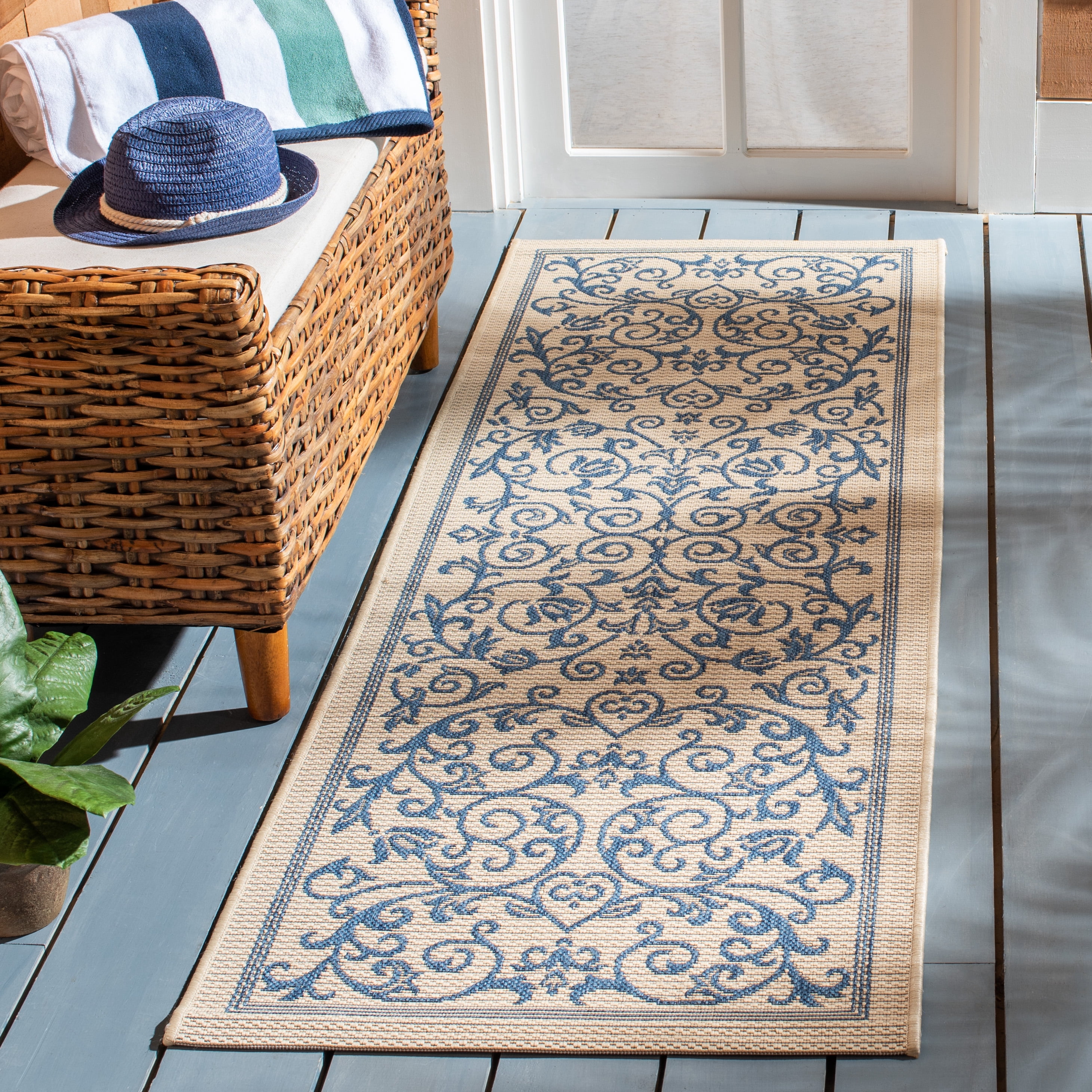 Gd Nanda Rug Safavieh Courtyard Nanda Botanical Indoor/Outdoor Runner Rug, Natural ...