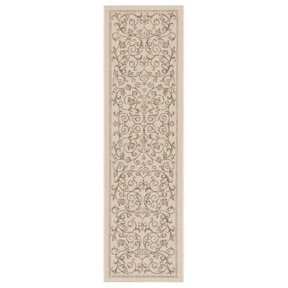Safavieh Courtyard Nanda Botanical Indoor/Outdoor Runner Rug, Natural/Brown, 2'3" x 8'
