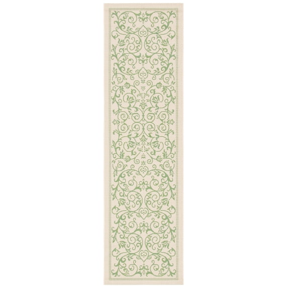 Safavieh Courtyard Nanda Botanical Indoor/Outdoor Runner Rug, Natural/Olive, 2'3" x 12'